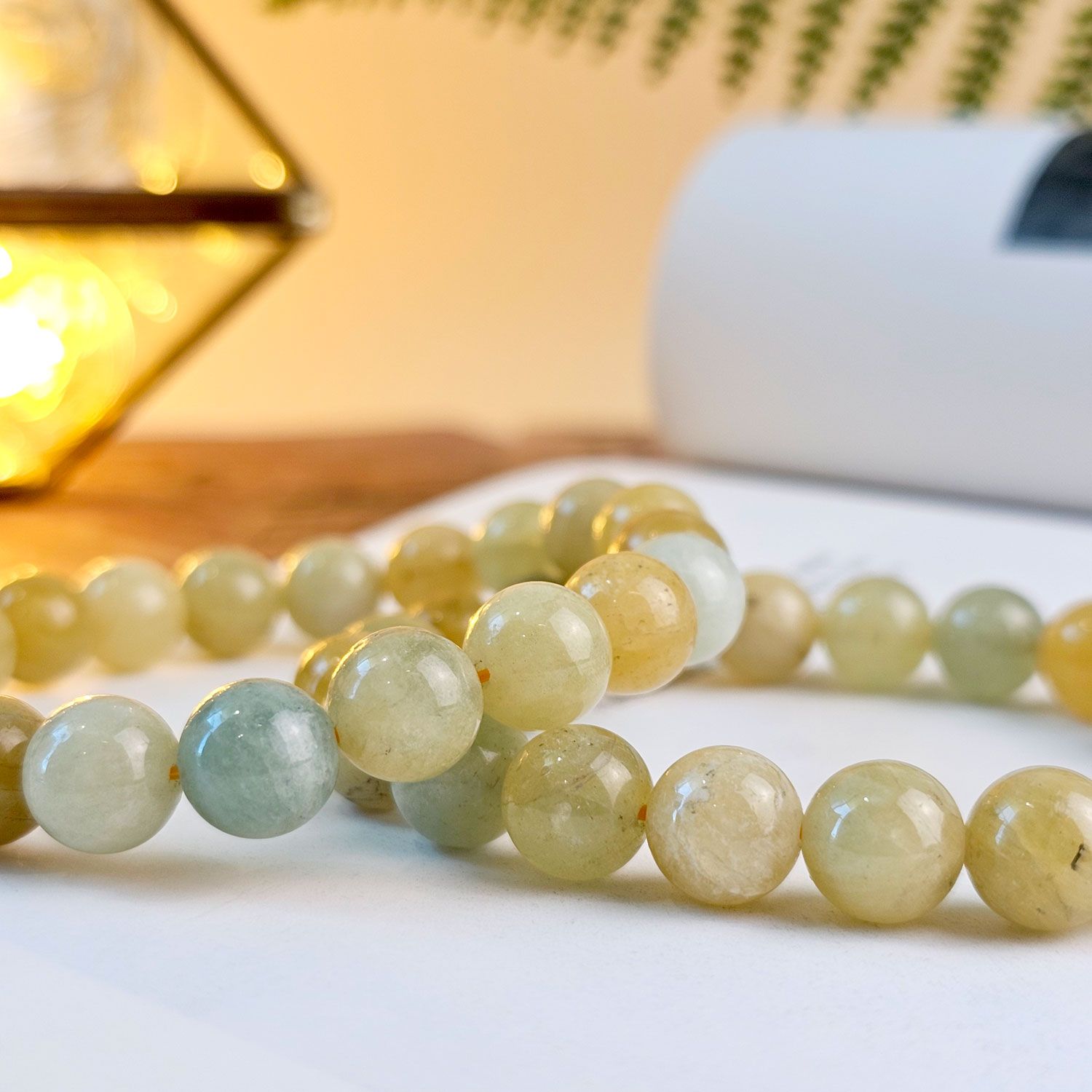 9-10mm 黄摩根石手链