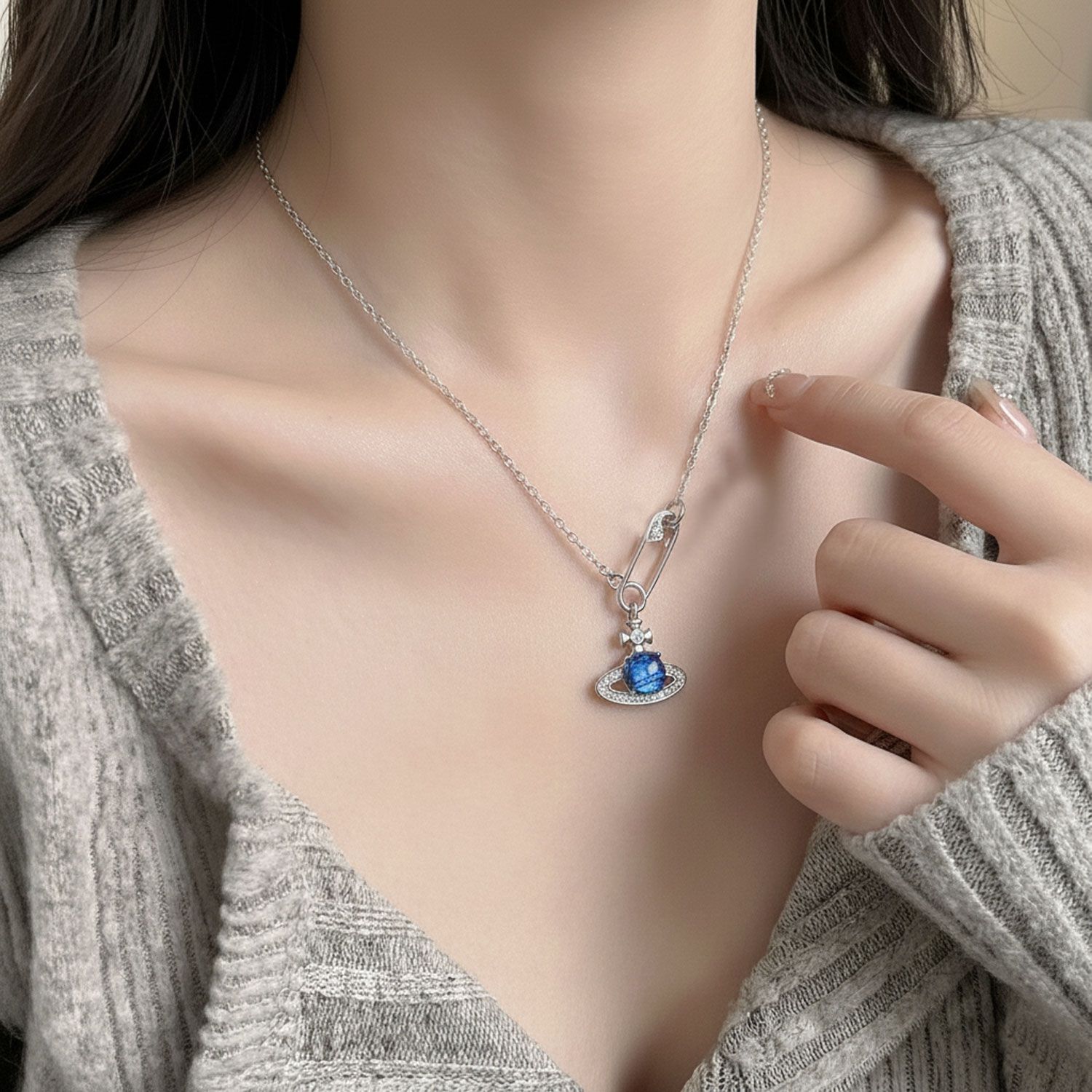 8mm 天铁恒星行星套链 - 蓝色