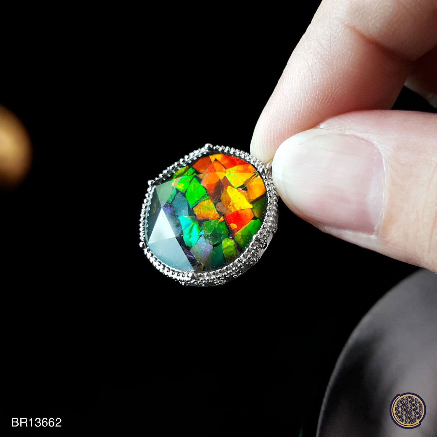 18mm 加拿大斑彩拼图大卫星带宇宙花图腾吊坠