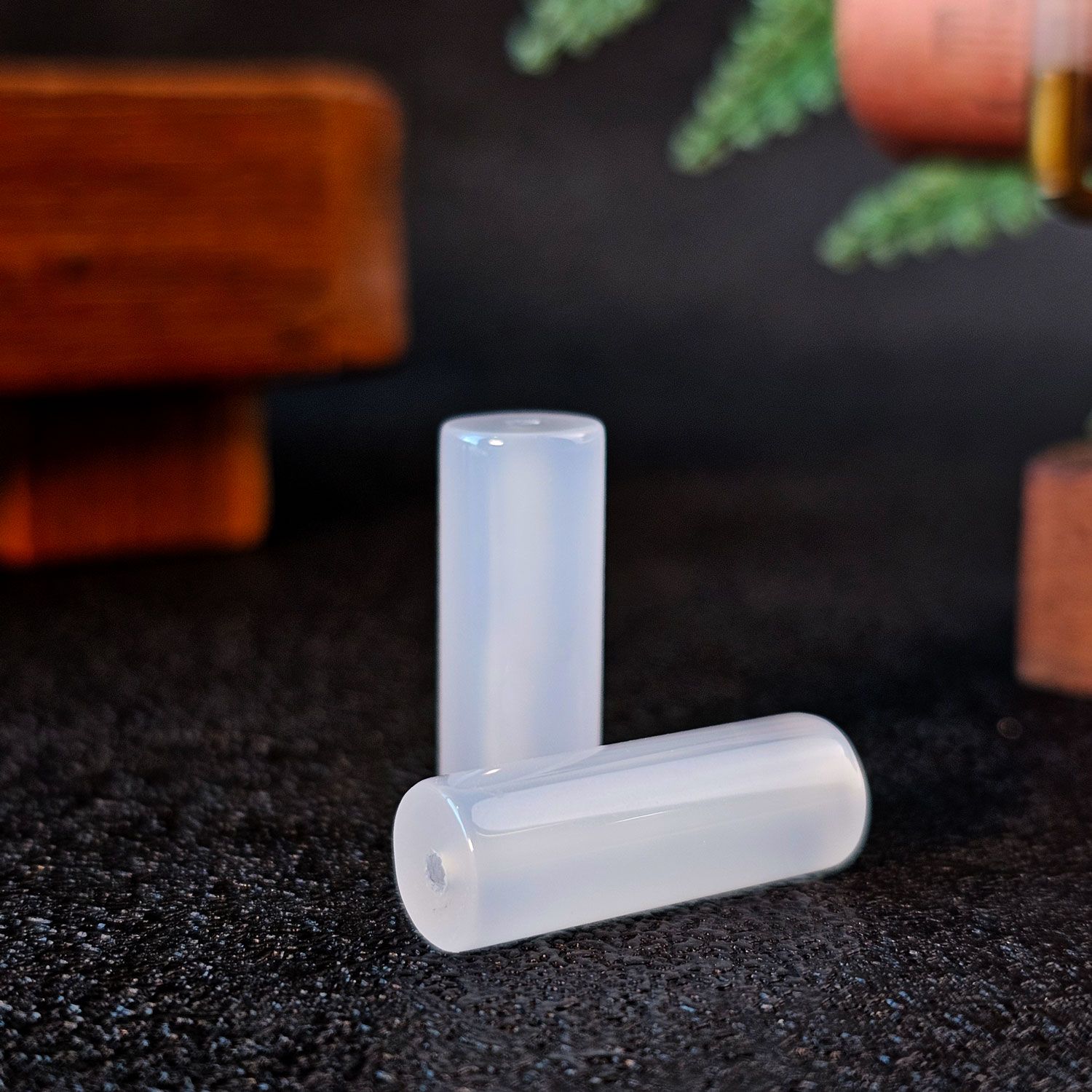 蓝玉髓圆柱形配件