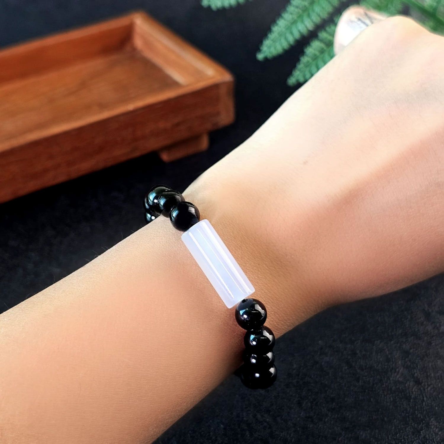 蓝玉髓圆柱形配件