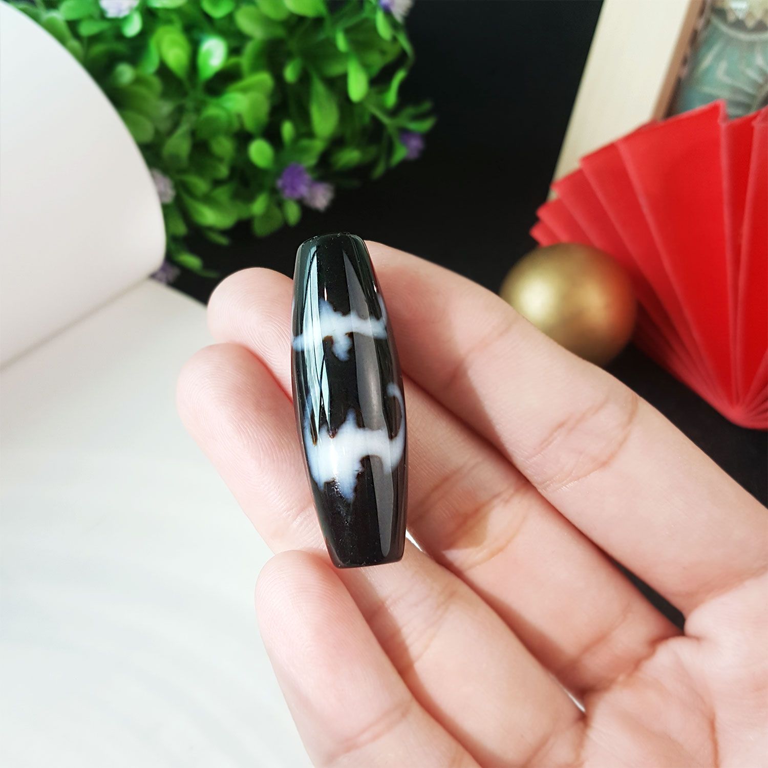 五福临门玛瑙天珠