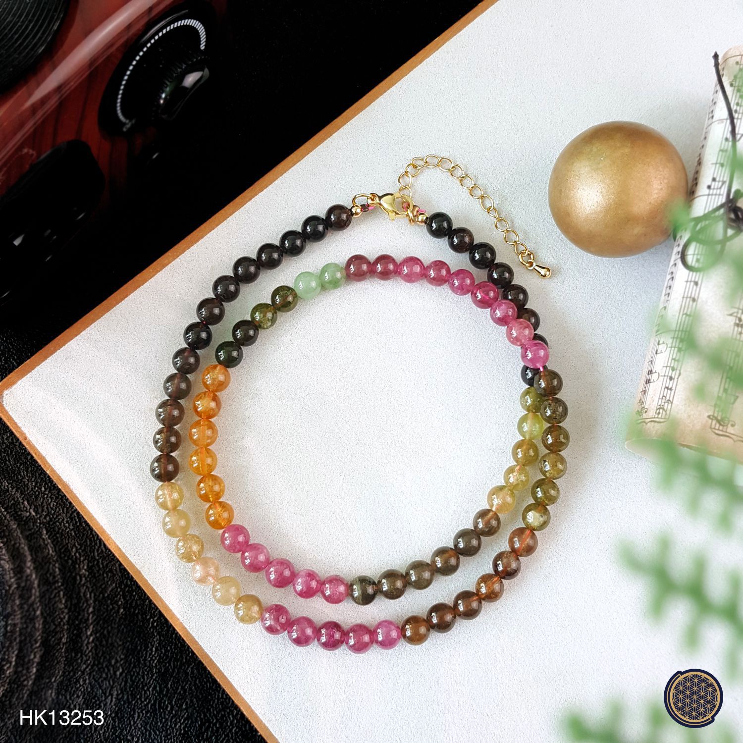 5-5mm 高级顺色彩碧玺带扣项链