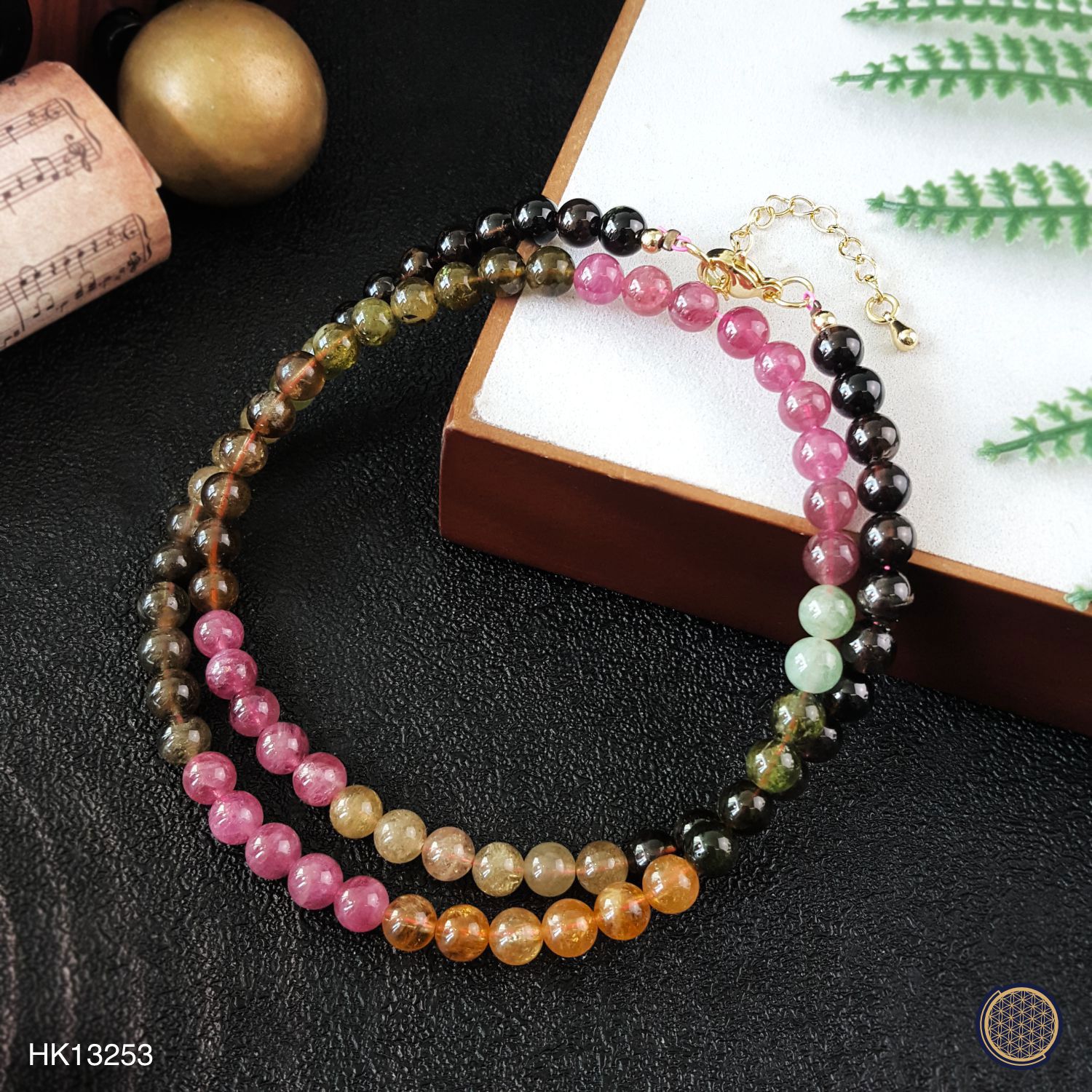 5-5mm 高级顺色彩碧玺带扣项链