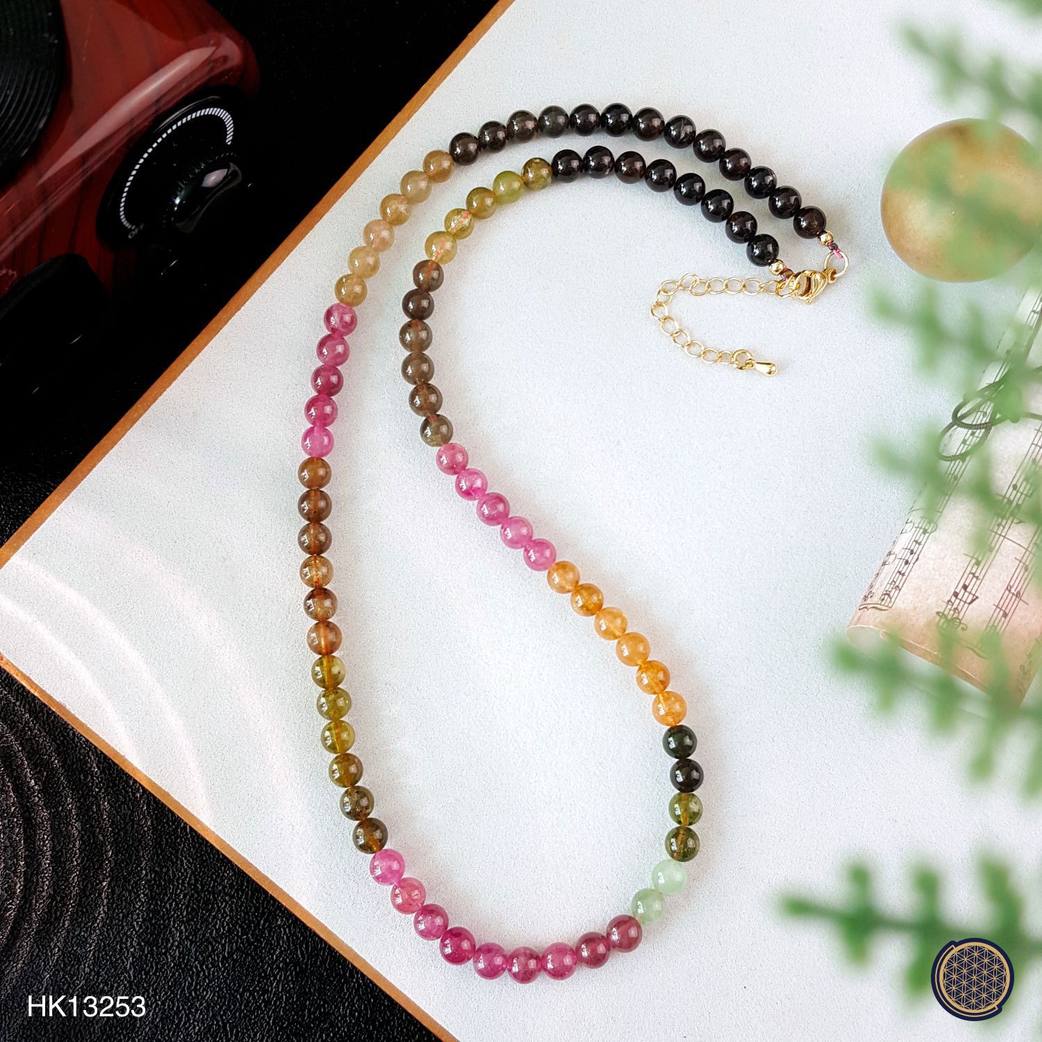 5-5mm 高级顺色彩碧玺带扣项链