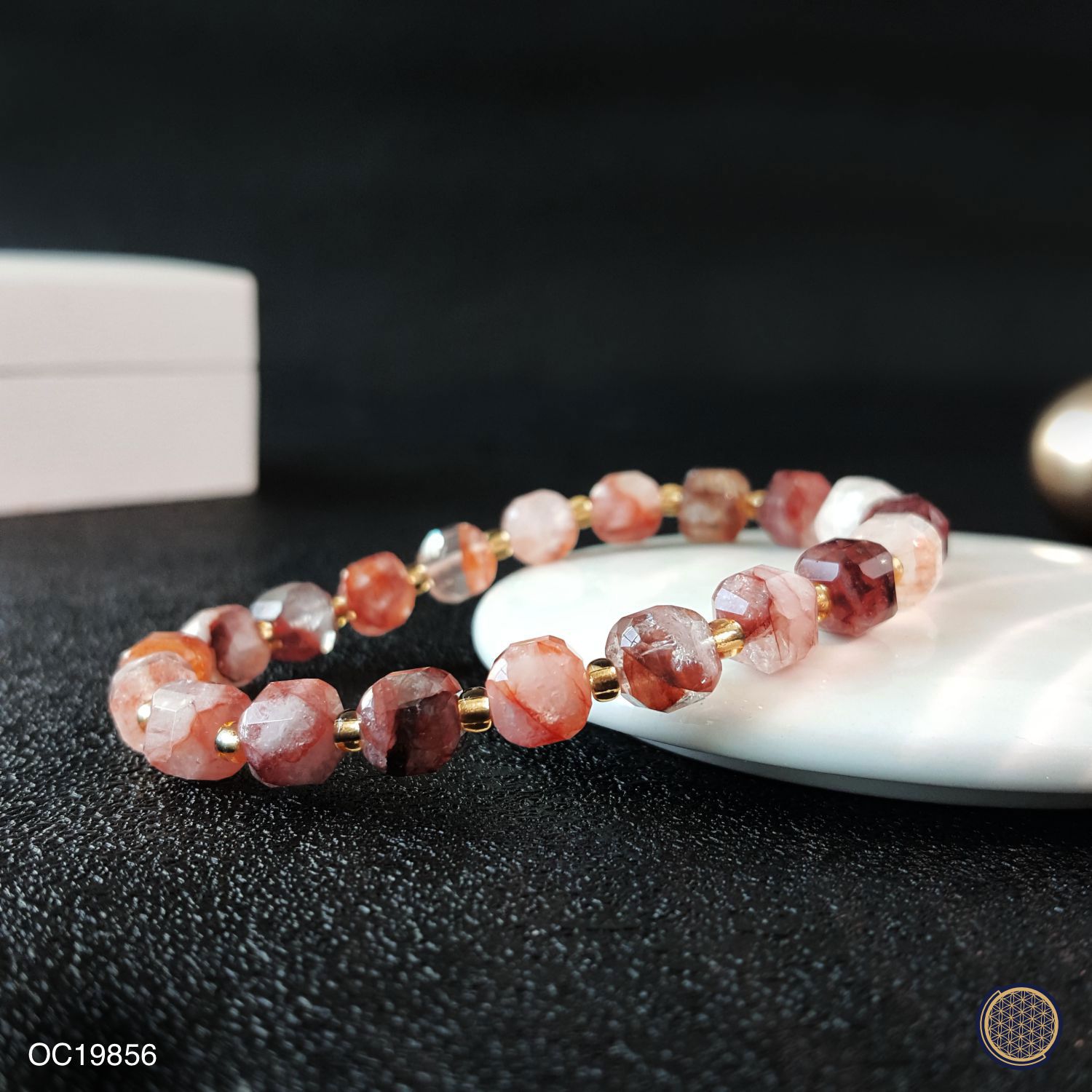 6mm 红胶花方糖手链