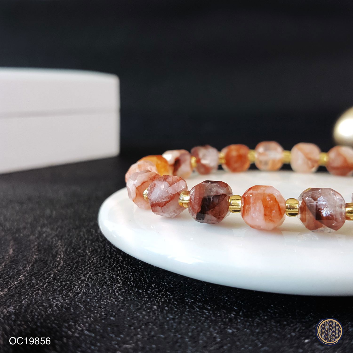 6mm 红胶花方糖手链