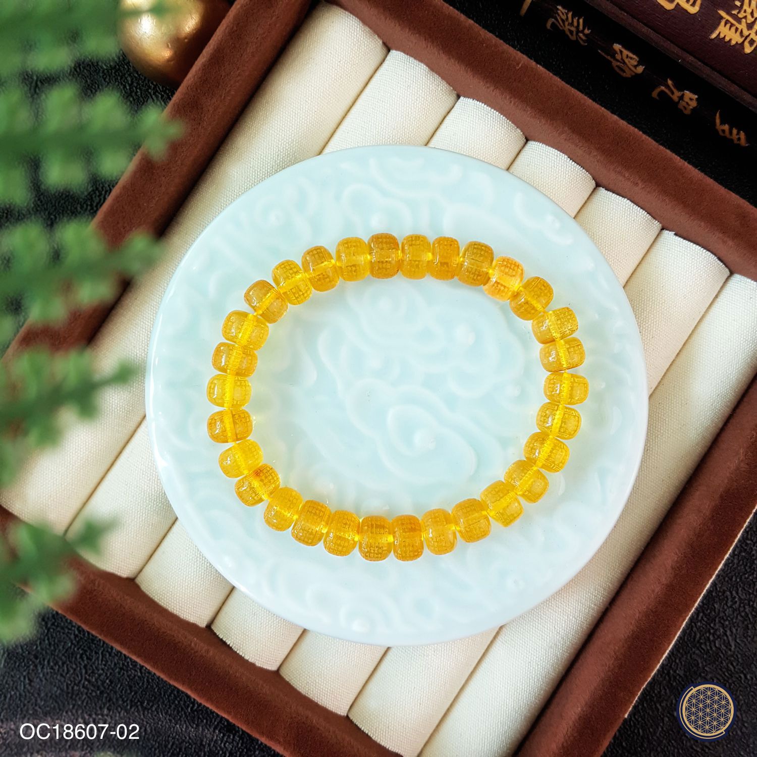 8-8.5mm 琥珀波罗蜜心经老鼓形手链