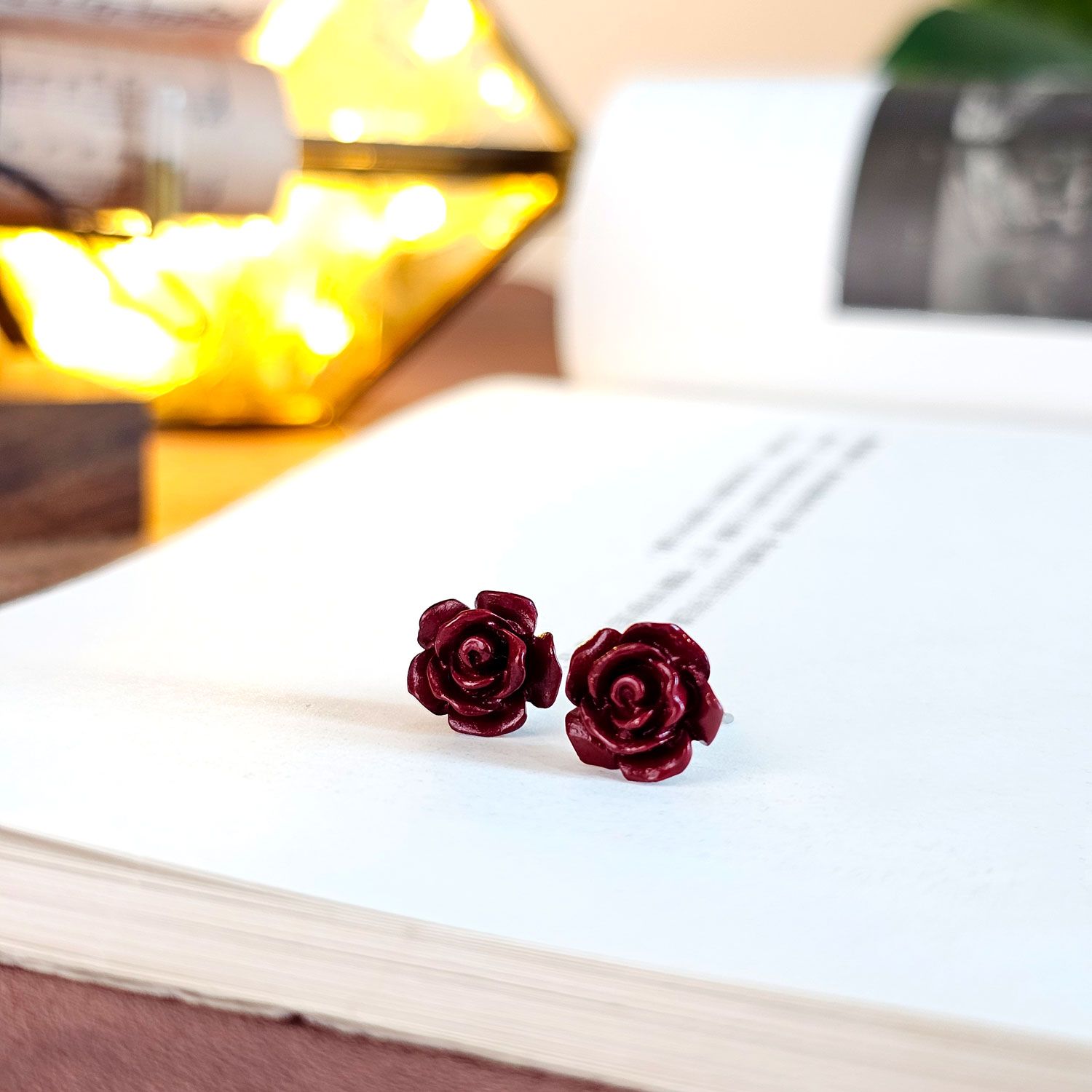 10mm 紫金砂玫瑰花耳环