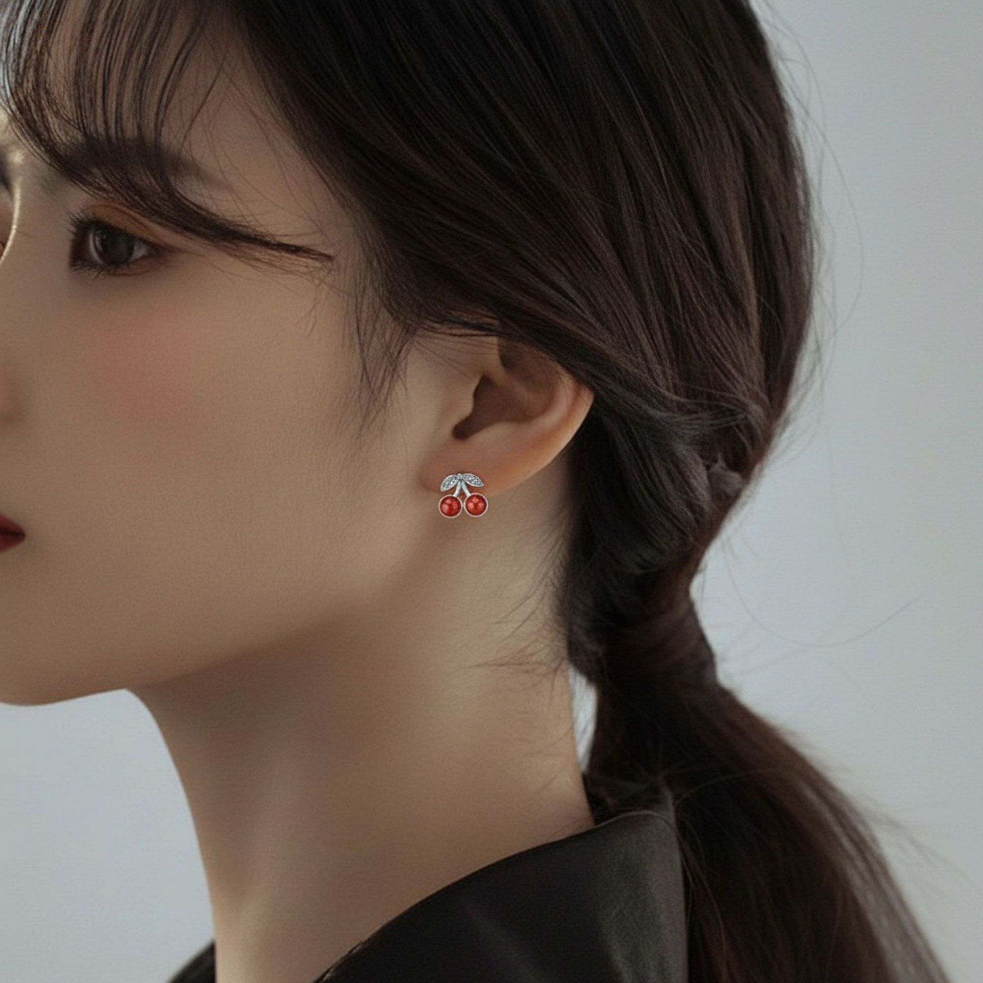 南红玛瑙樱桃耳环