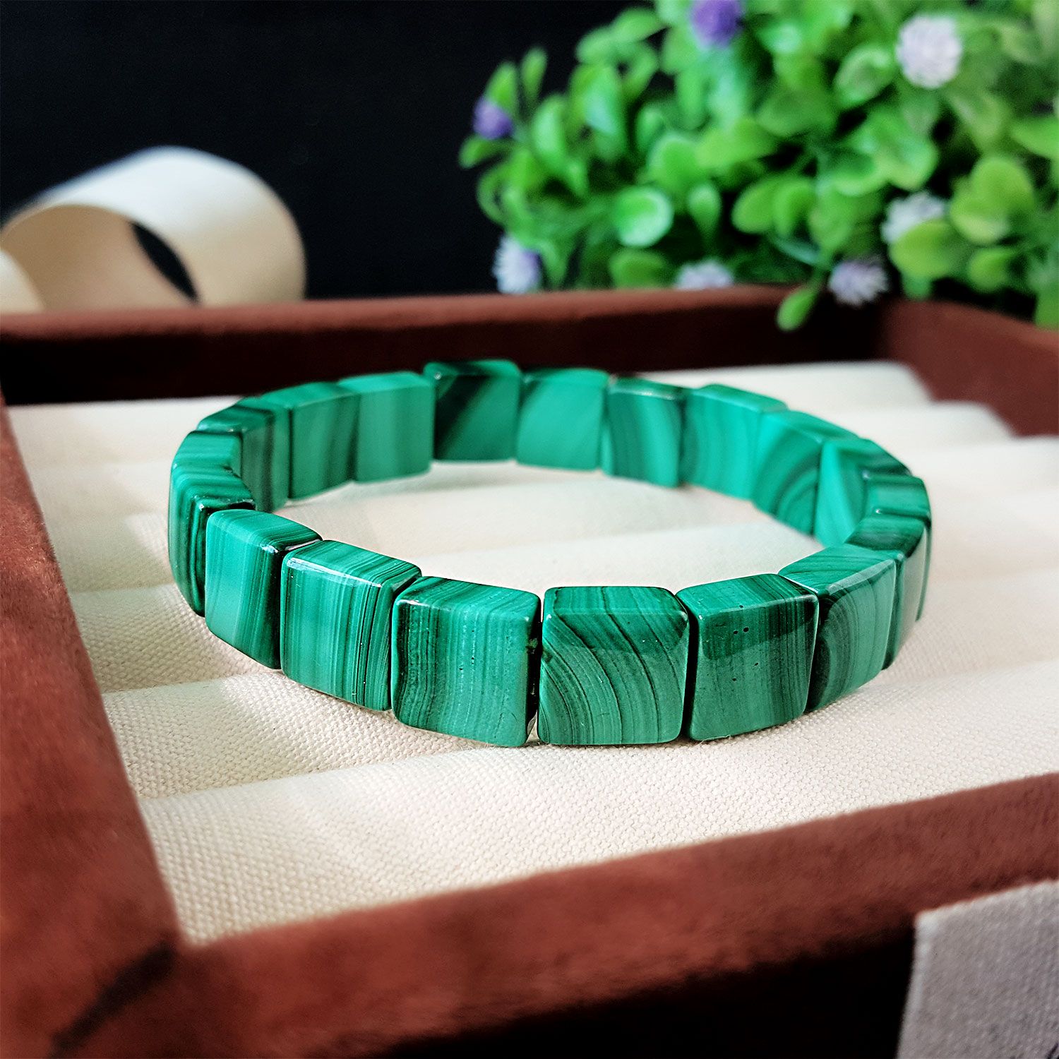 10X10mm 孔雀石正方形手排