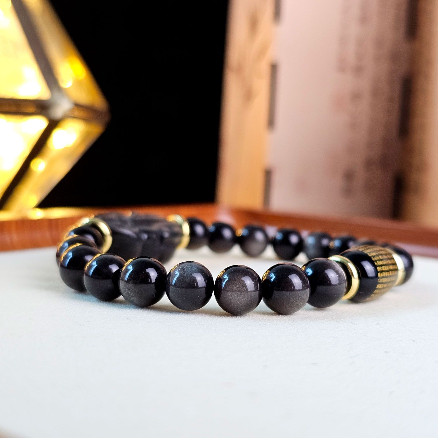 8mm 银曜石搭配波罗蜜心经与貔貅设计款手链