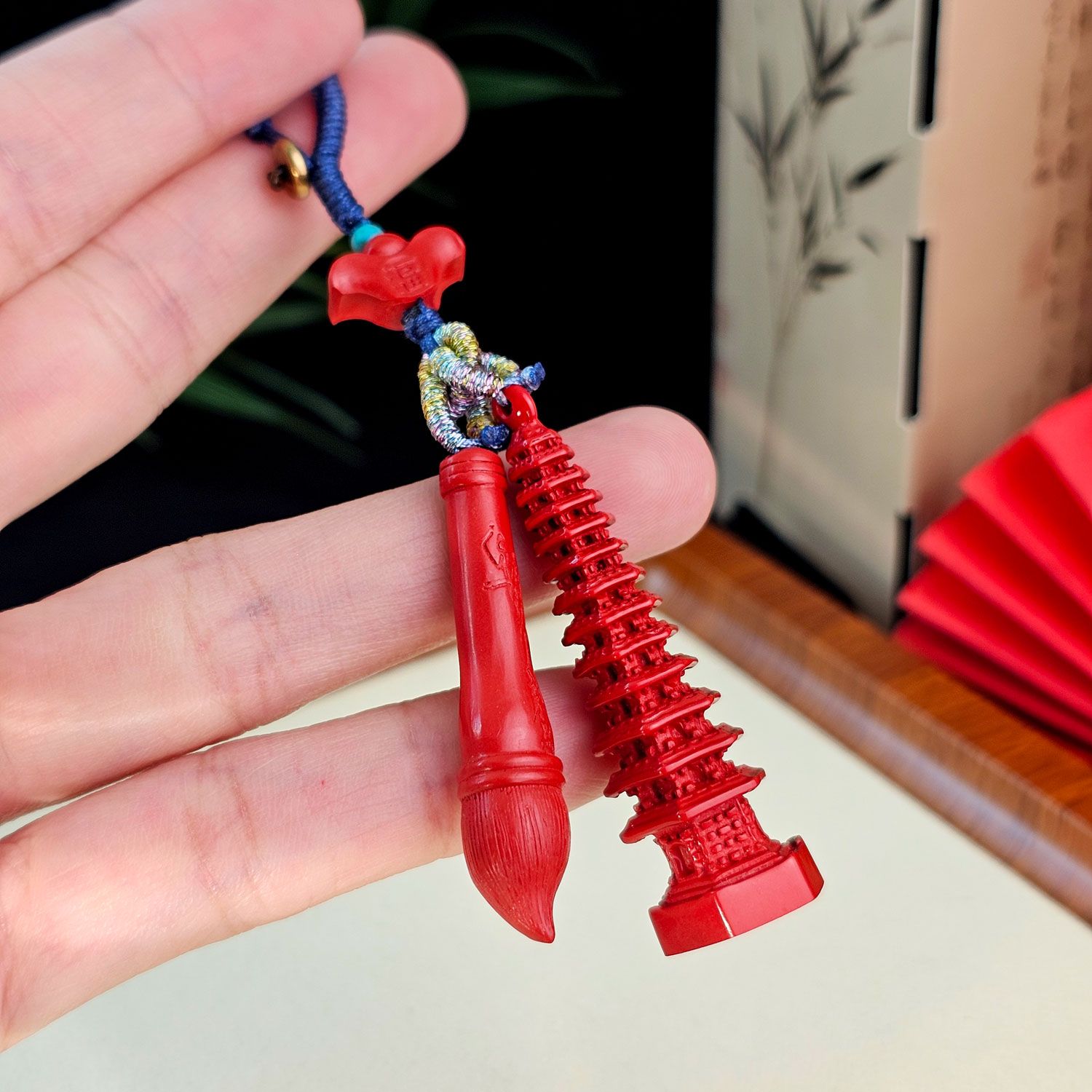 朱砂金榜提名，逢考必过文昌笔吊饰(大)