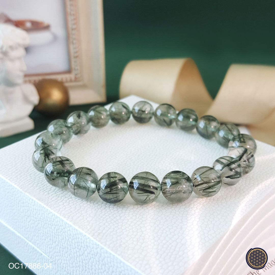 10-10.5mm 绿发晶手链