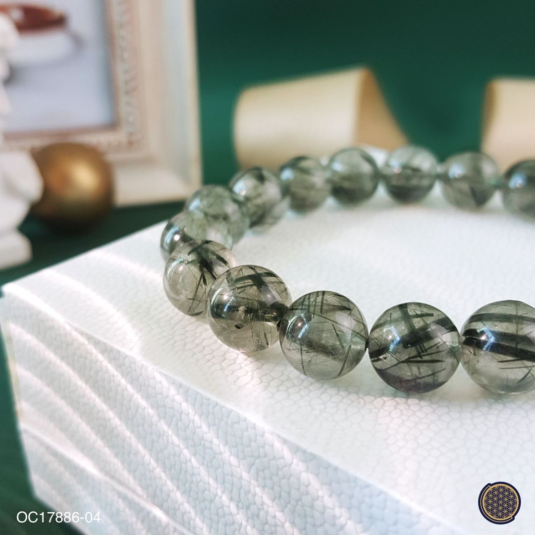 10-10.5mm 绿发晶手链