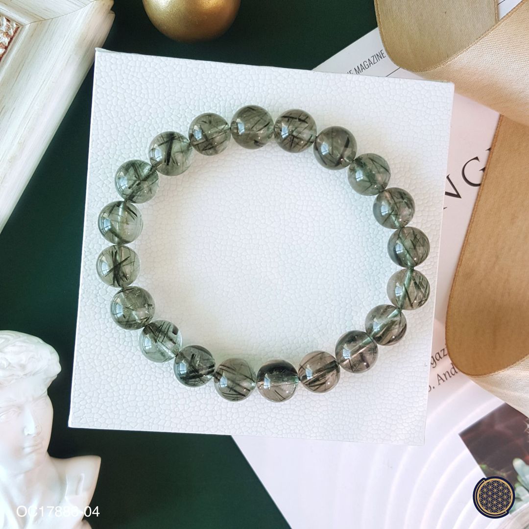 10-10.5mm 绿发晶手链