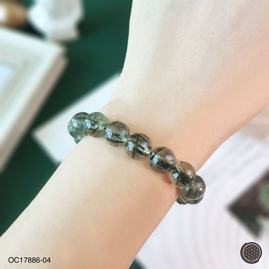 10-10.5mm 绿发晶手链