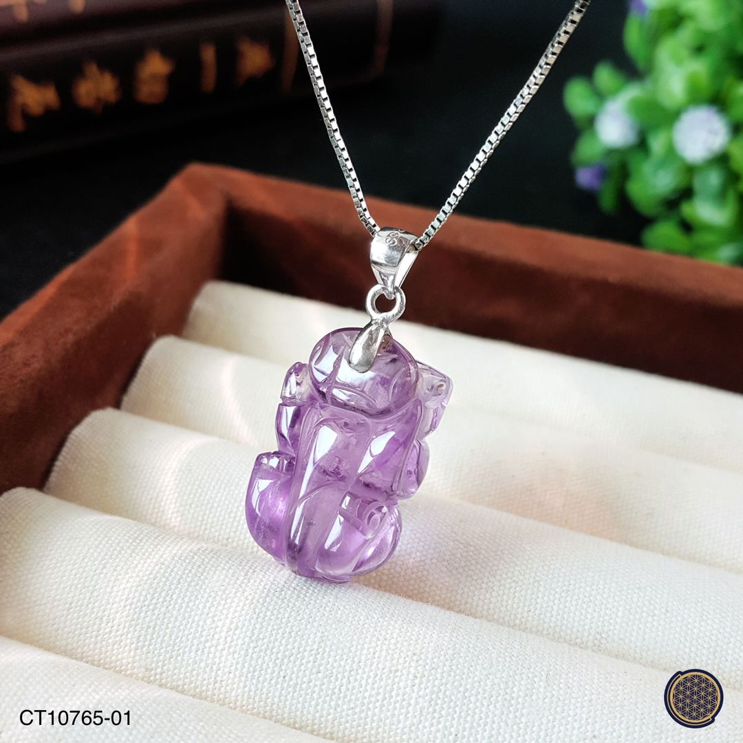 紫水晶貔貅精选纯银吊坠