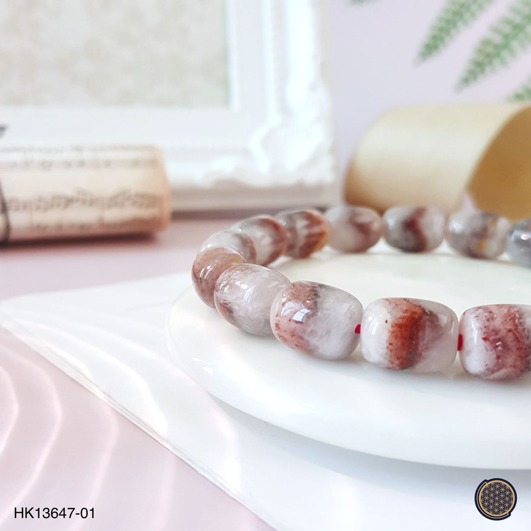 8-8.5mm Super Seven Golden Strawberry Barrel Bracelet