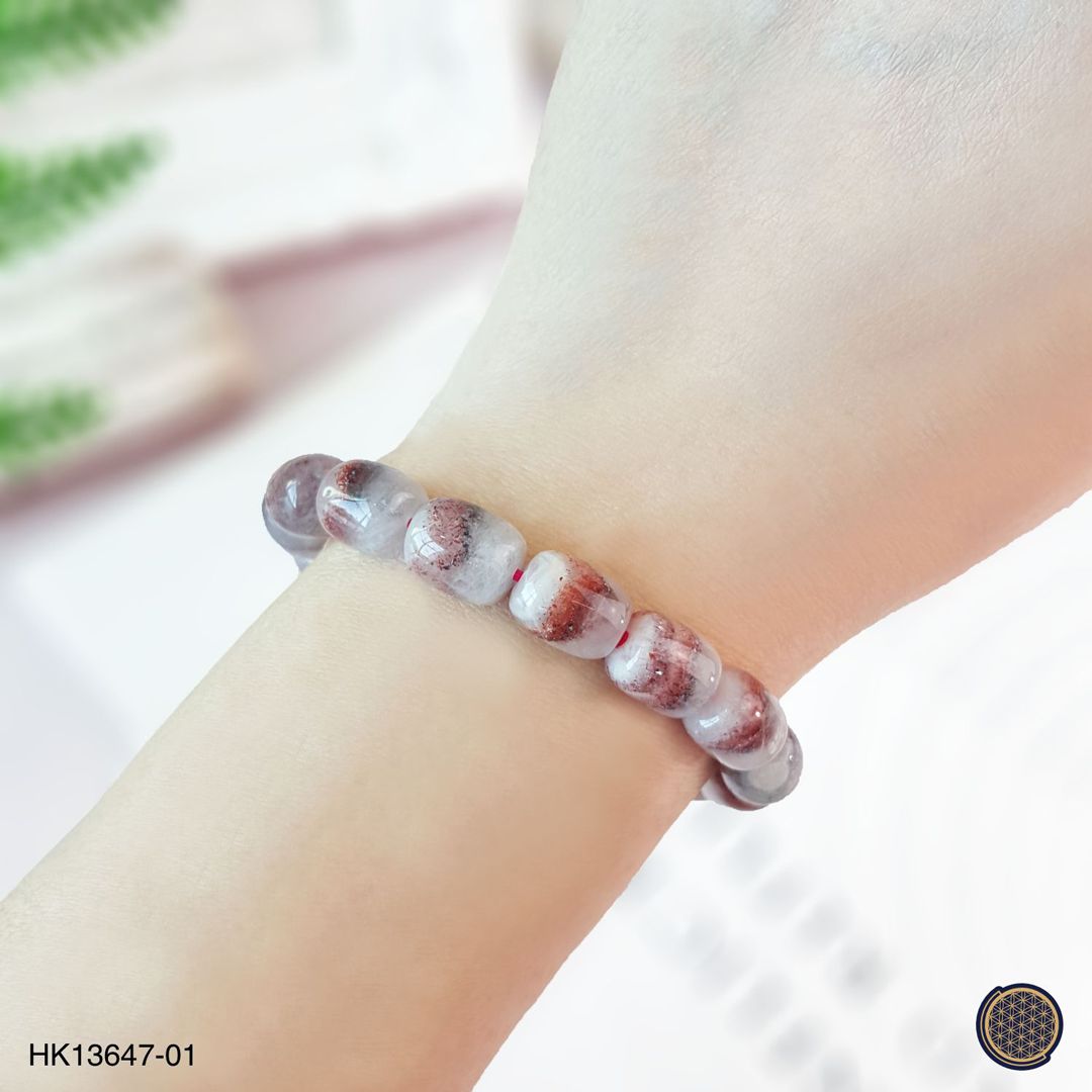 8-8.5mm Super Seven Golden Strawberry Barrel Bracelet