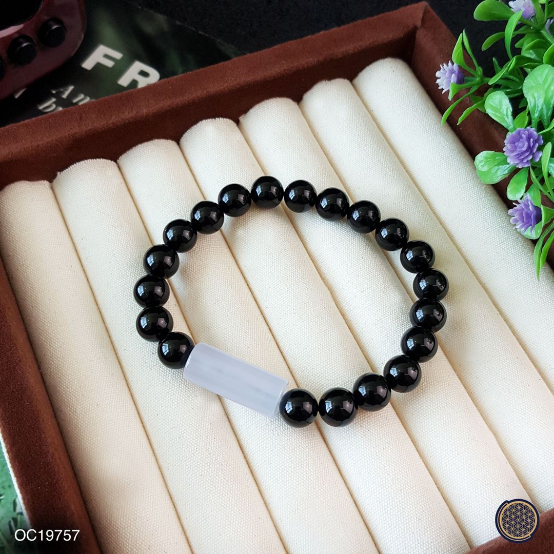 蓝玉髓圆柱形配件