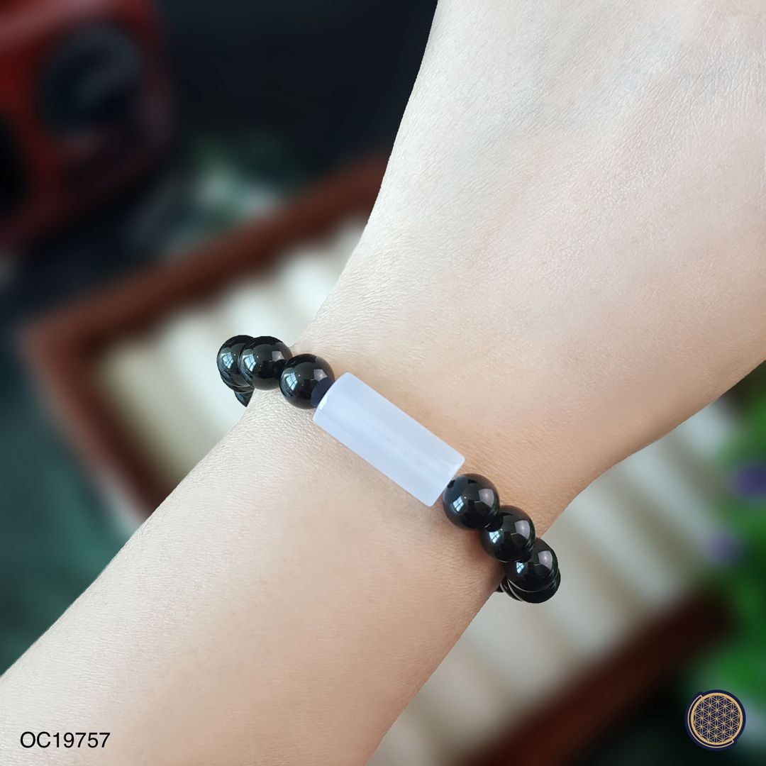 蓝玉髓圆柱形配件