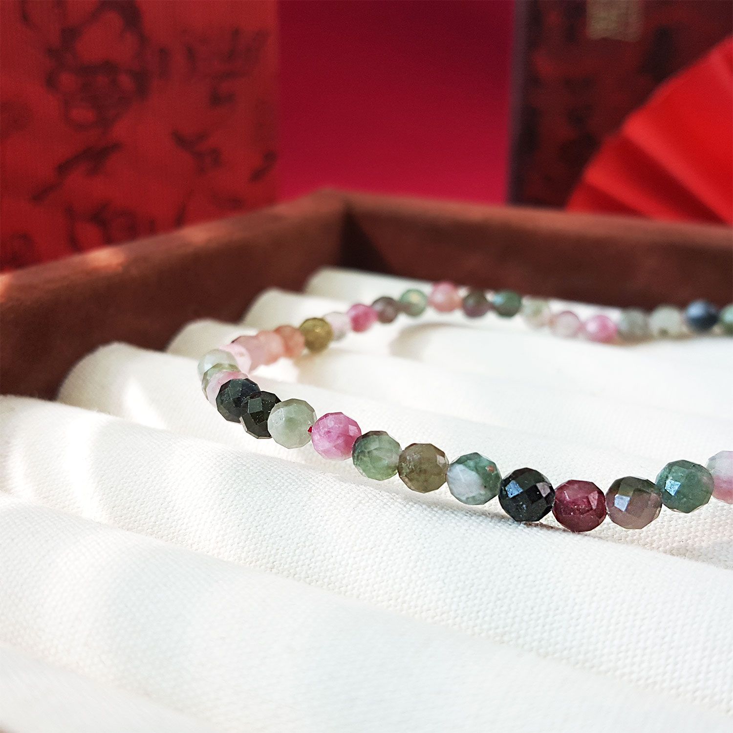 4mm 彩碧玺角度脚链