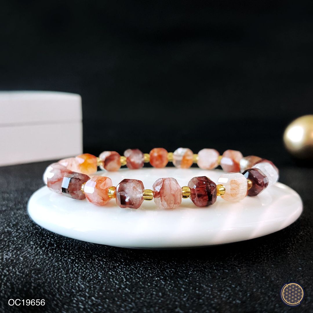 6mm 红胶花方糖手链