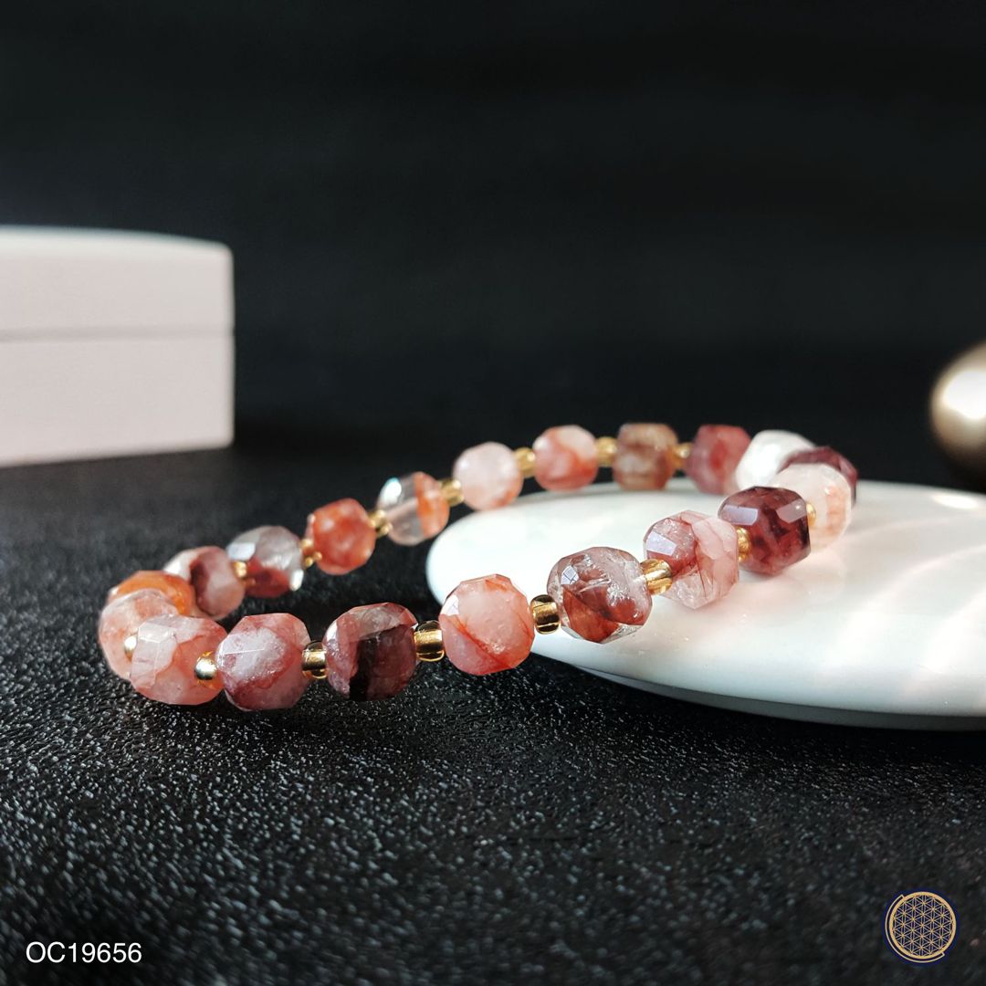 6mm 红胶花方糖手链