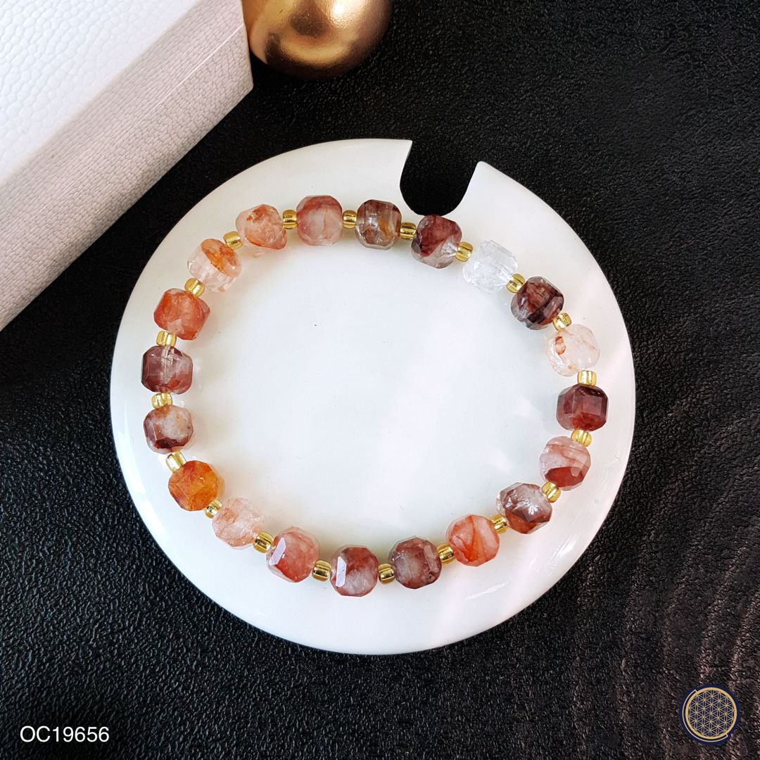 6mm 红胶花方糖手链