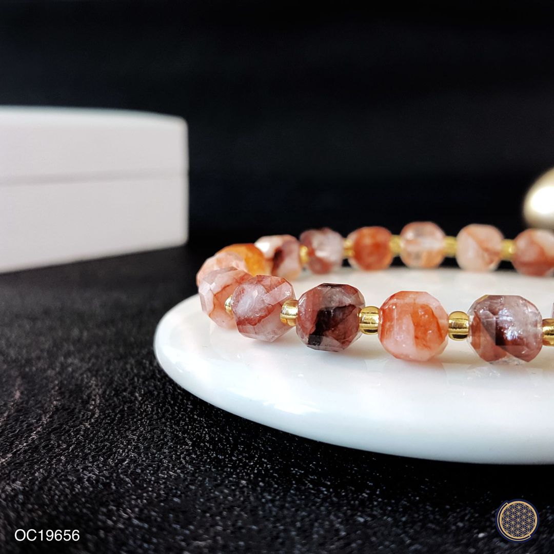 6mm 红胶花方糖手链