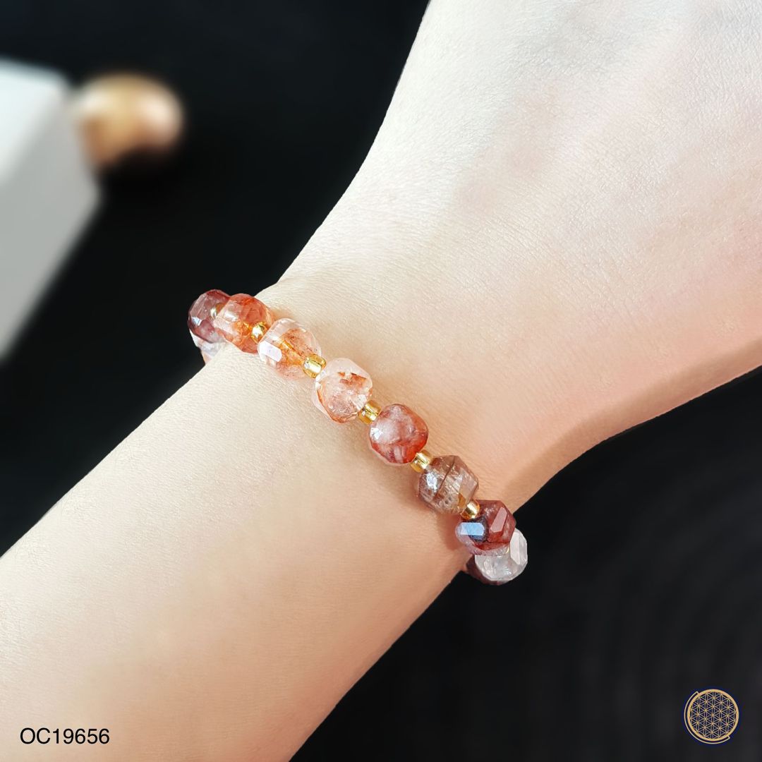 6mm 红胶花方糖手链