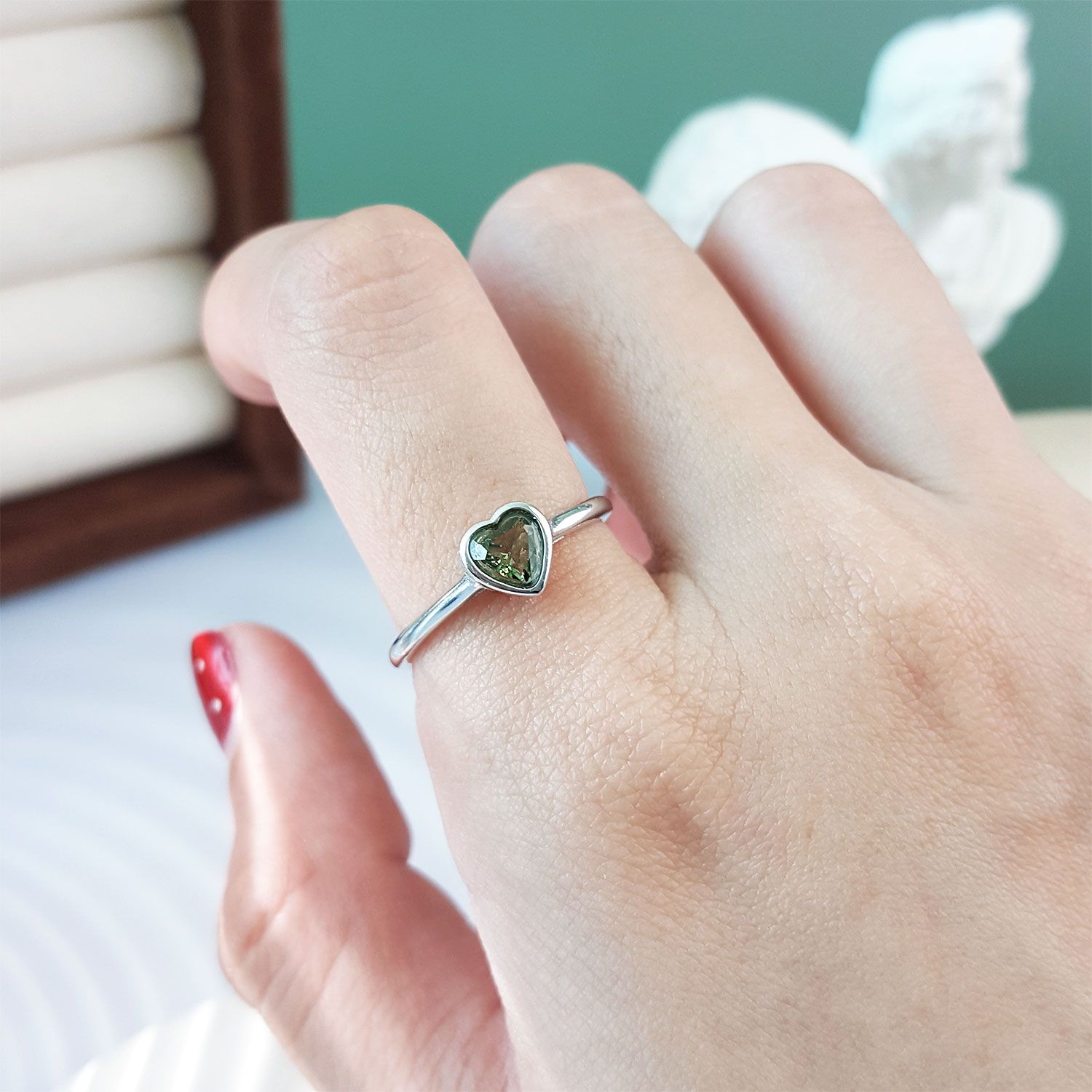 6mm 捷克陨石心形戒指