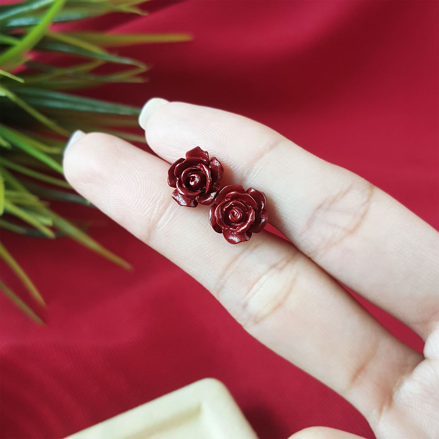 10mm 紫金砂玫瑰花耳环