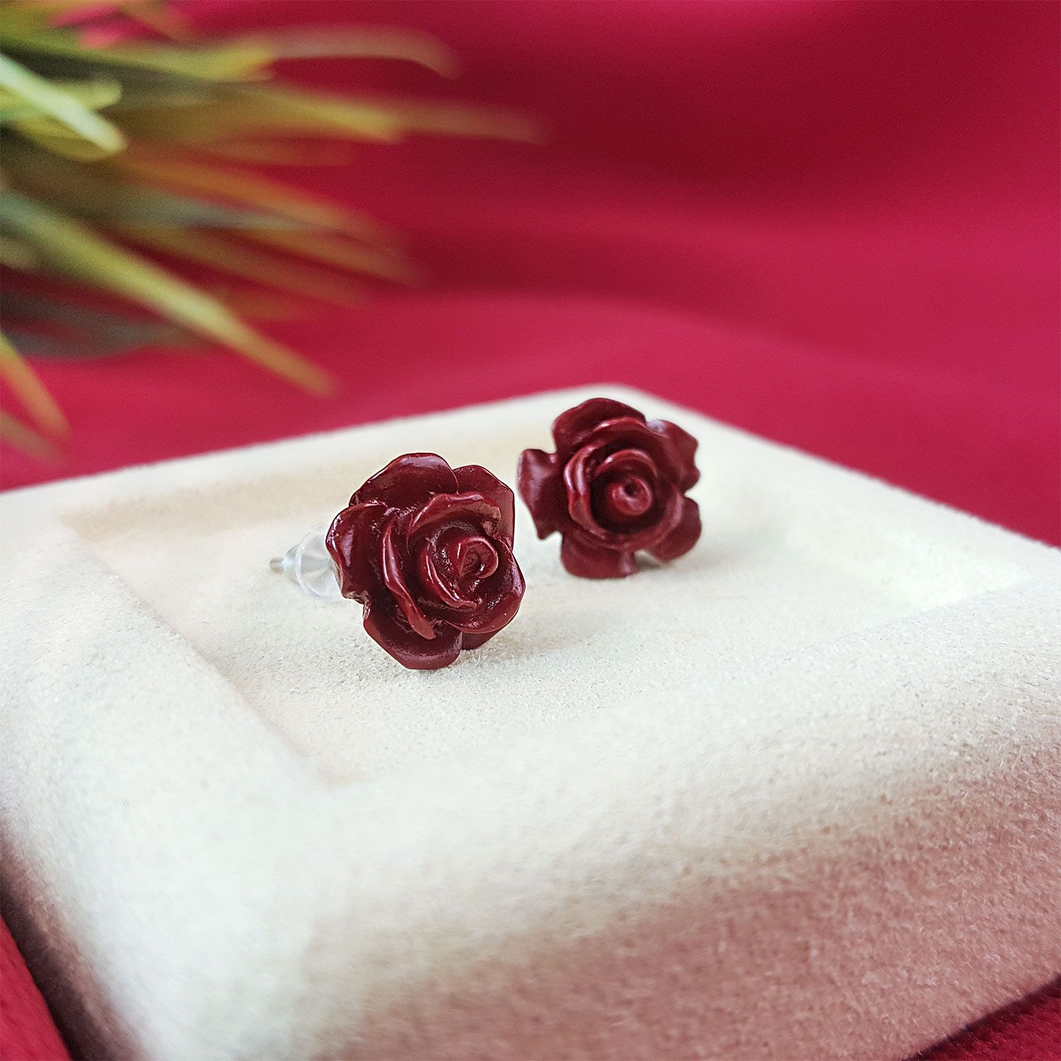 10mm 紫金砂玫瑰花耳环