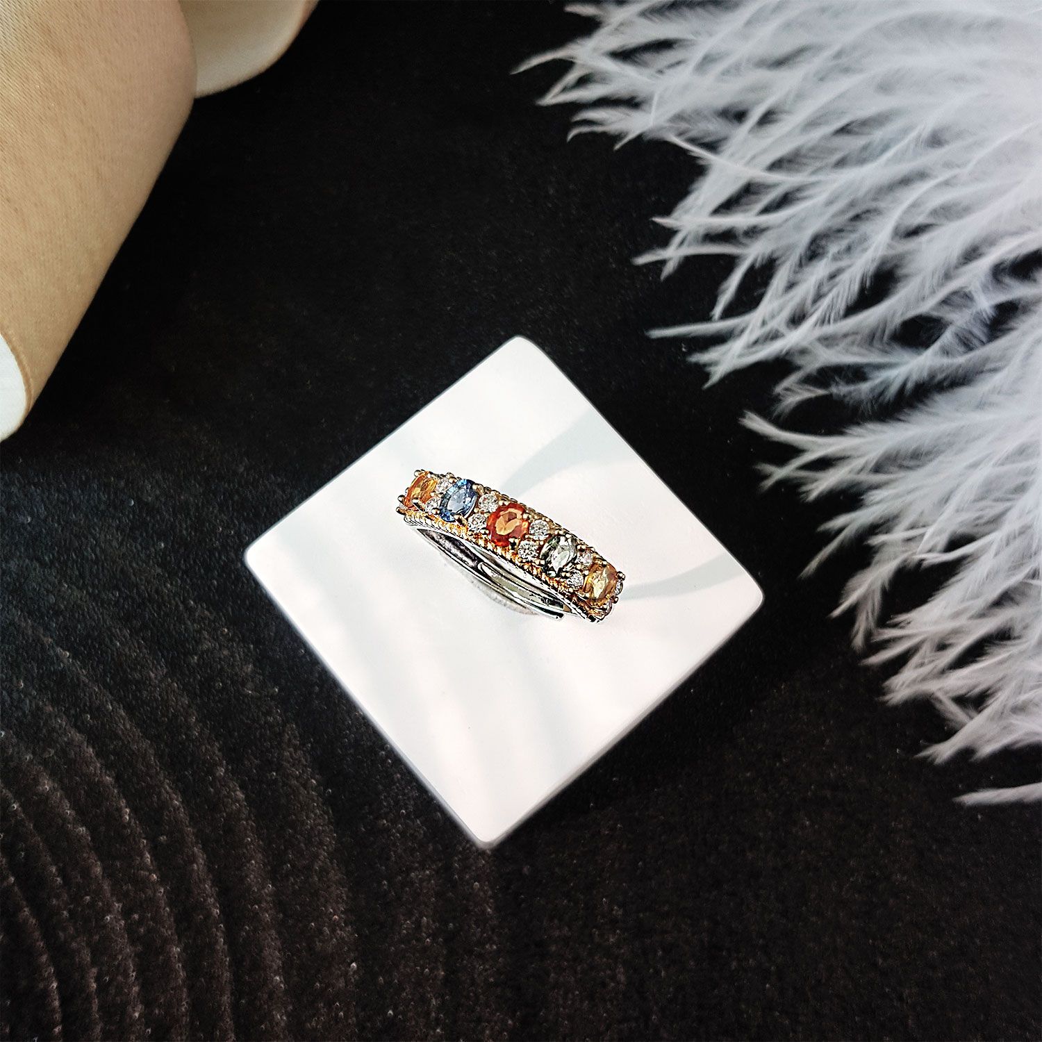 Multi Sapphire Graceful Ring