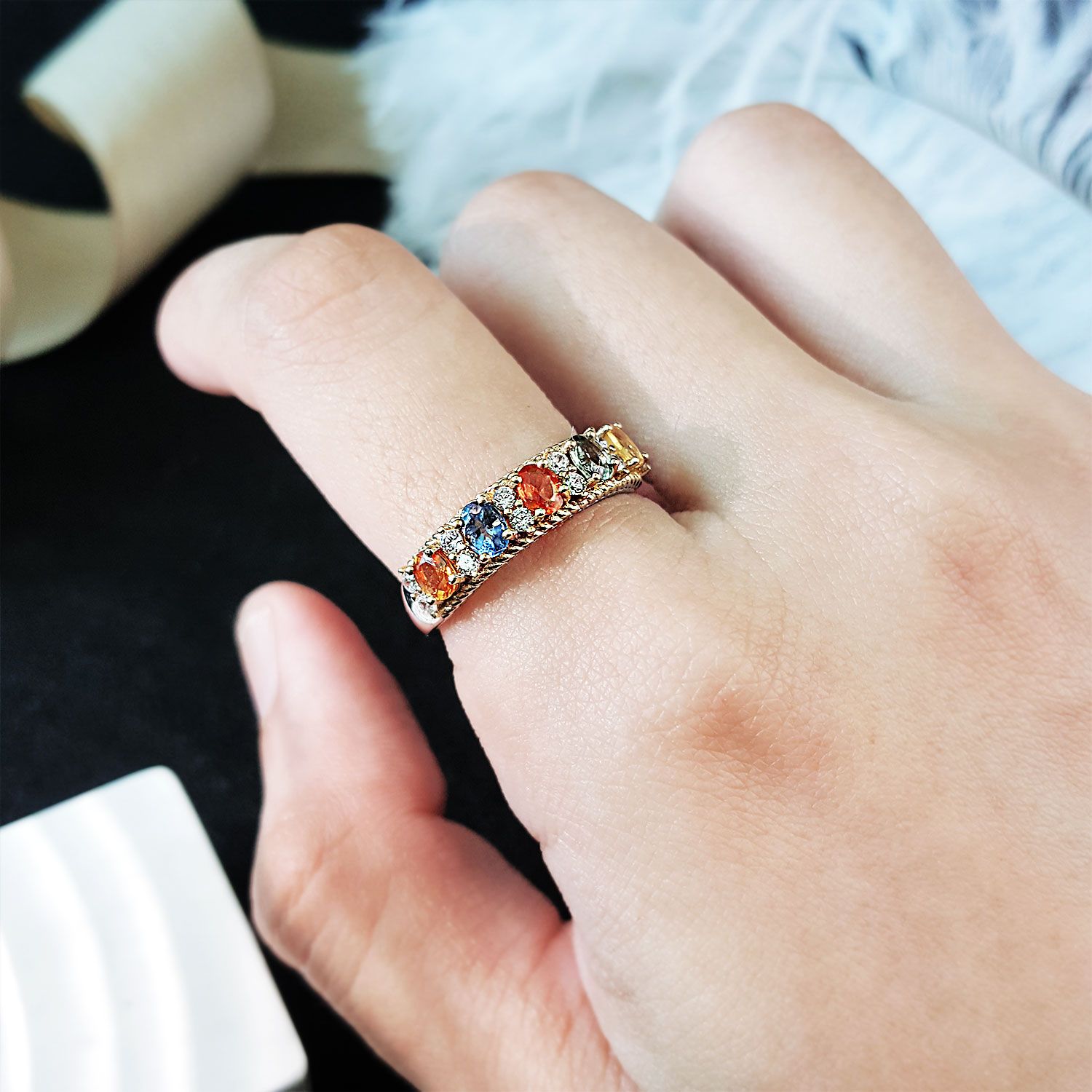 Multi Sapphire Graceful Ring