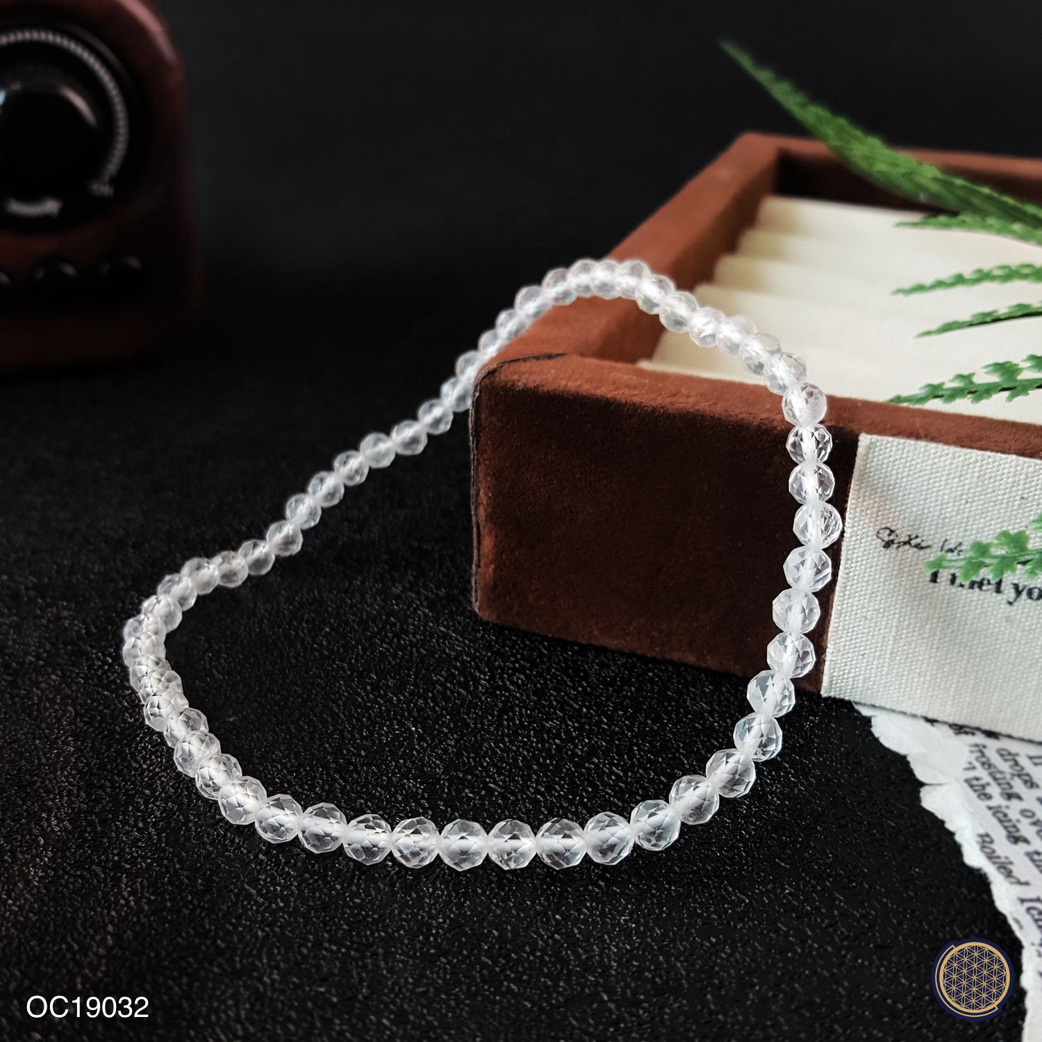 4mm 白水晶角度脚链