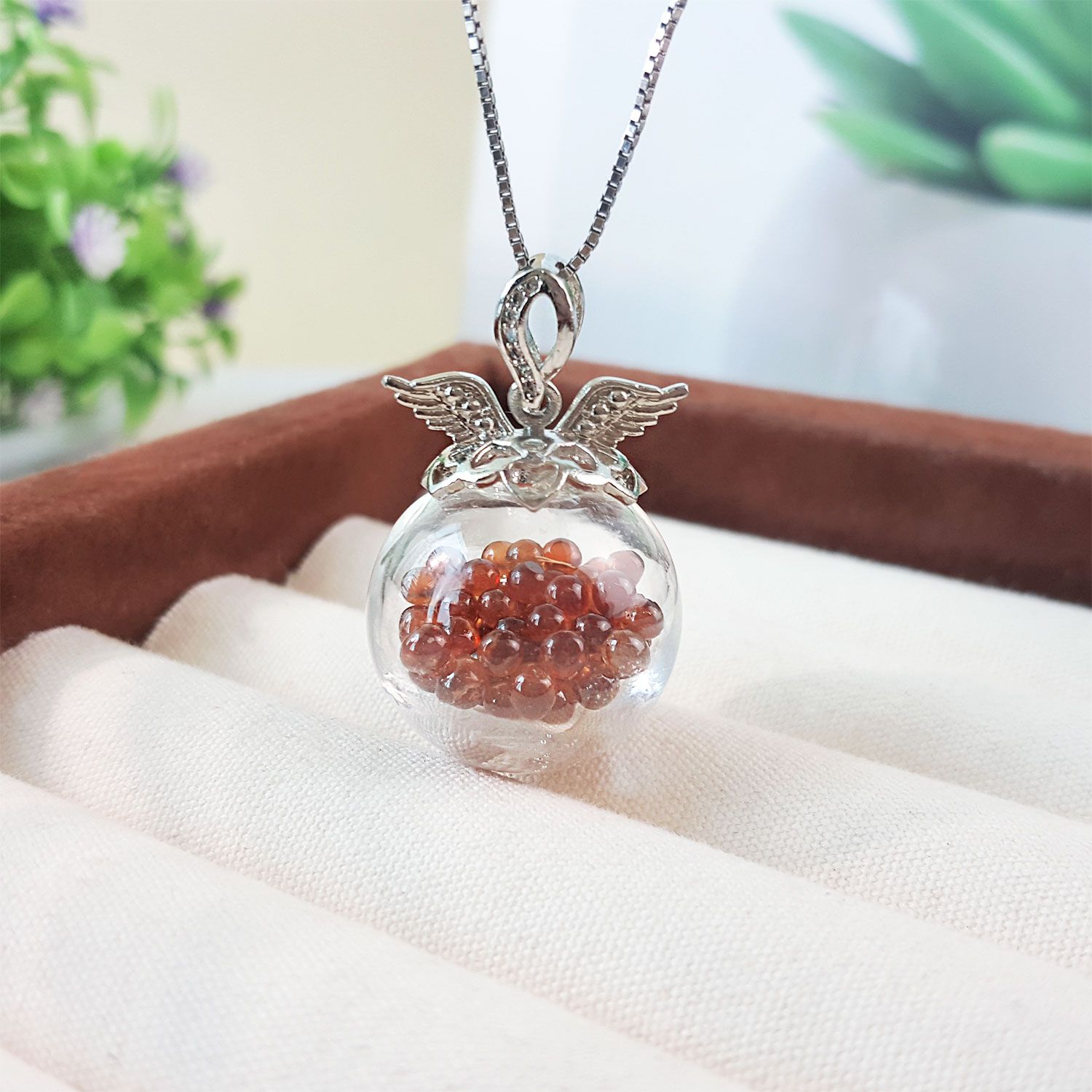 Hessonite Crown Wishing Pendant