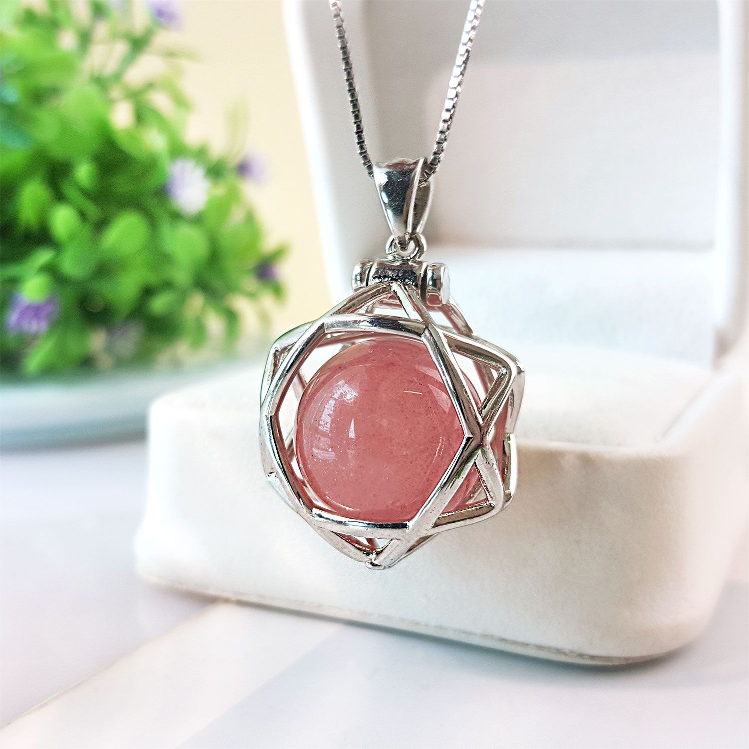 16mm 草莓石星星吊坠