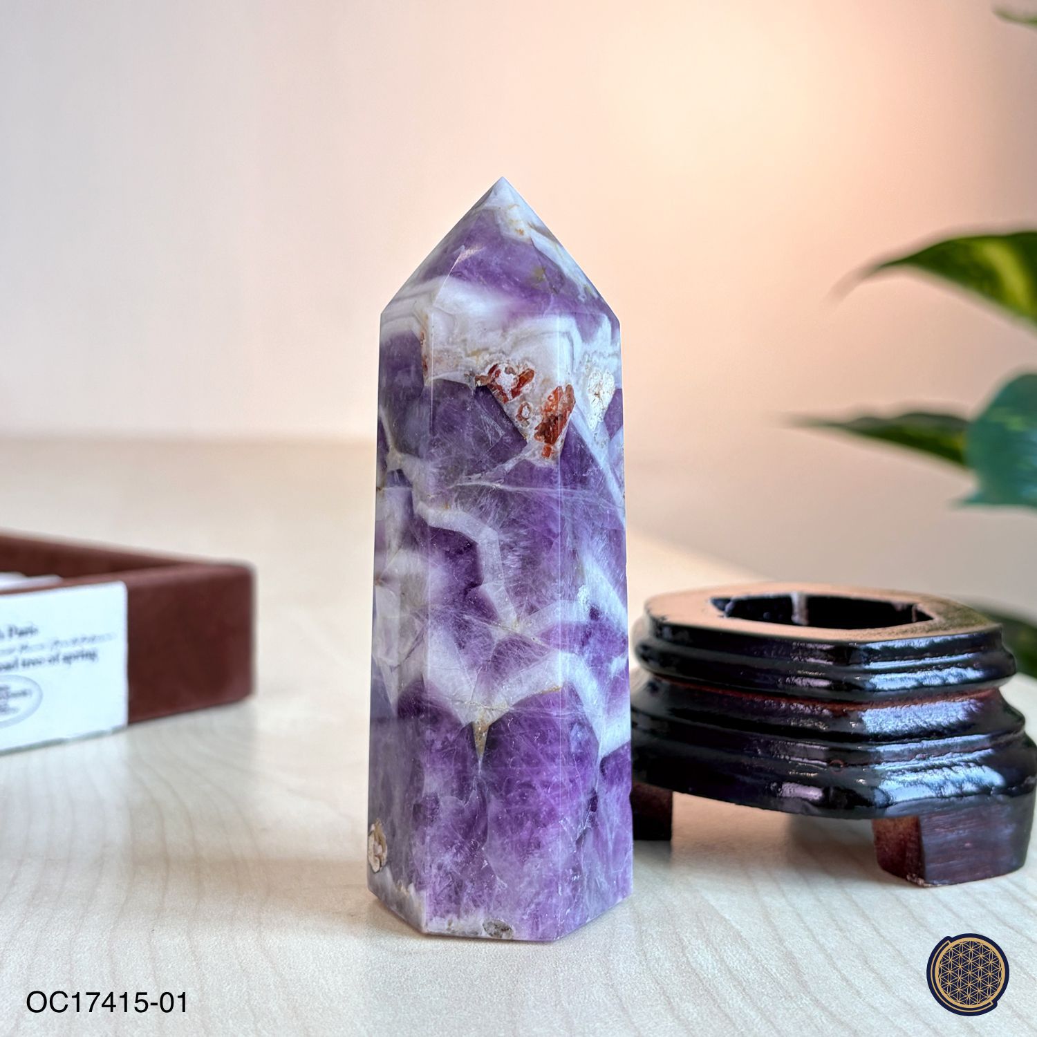 130mm 佛牙紫水晶搭配木座