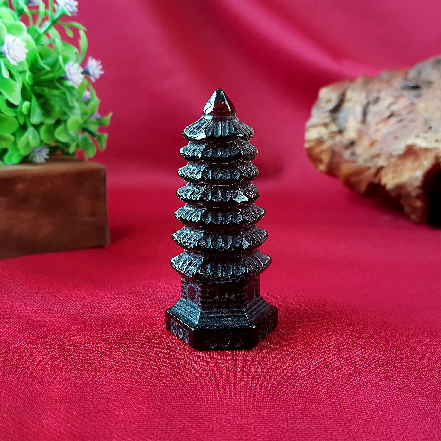 冰种黑曜石文昌塔摆件 (6CM)