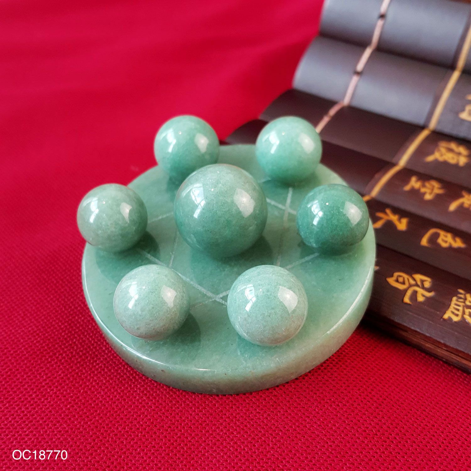 东陵玉七星阵搭配东陵玉底盘 (6CM)