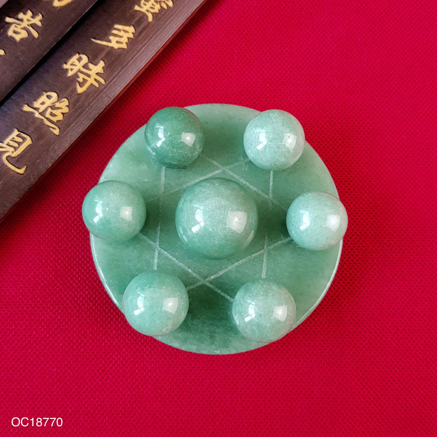 东陵玉七星阵搭配东陵玉底盘 (6CM)