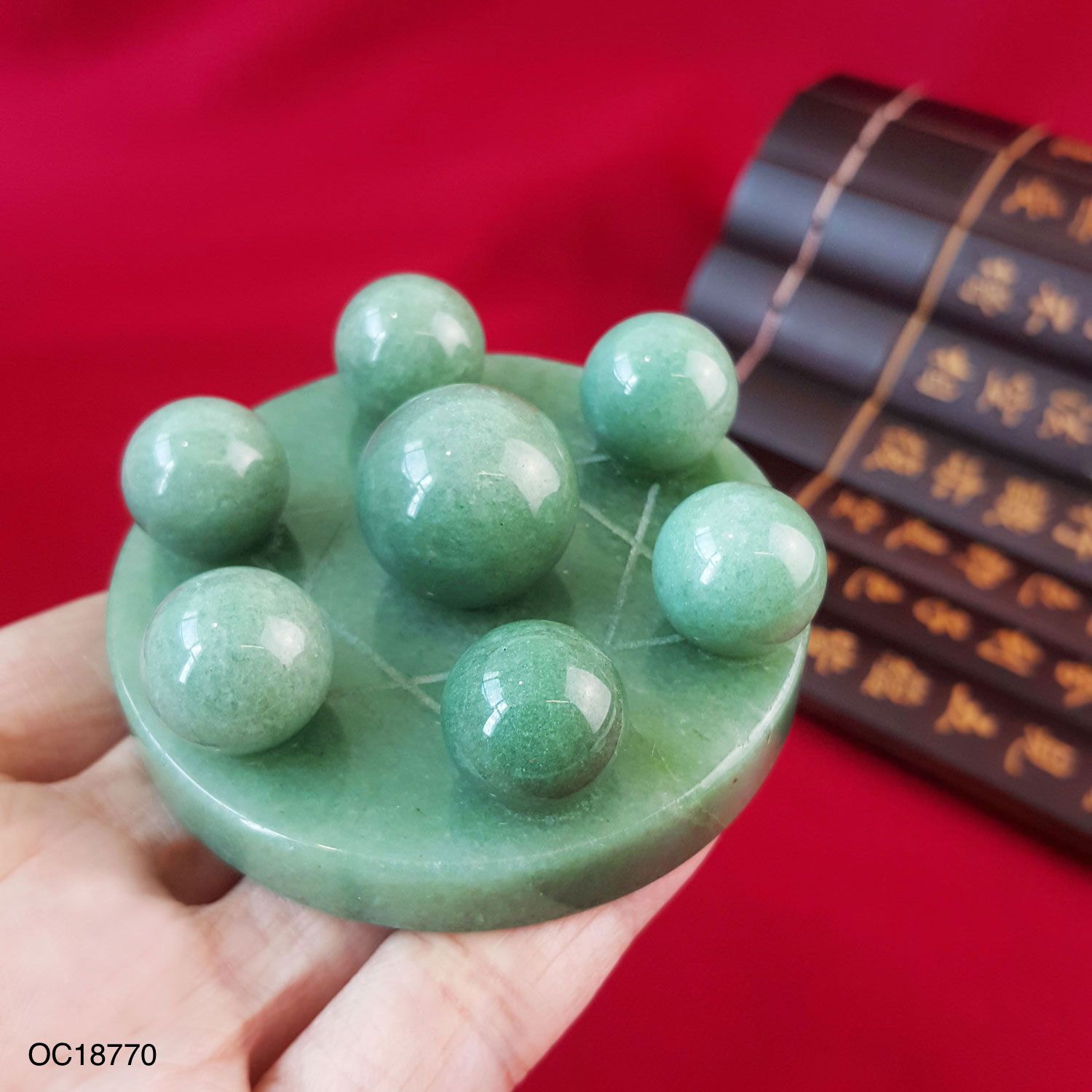 东陵玉七星阵搭配东陵玉底盘 (6CM)