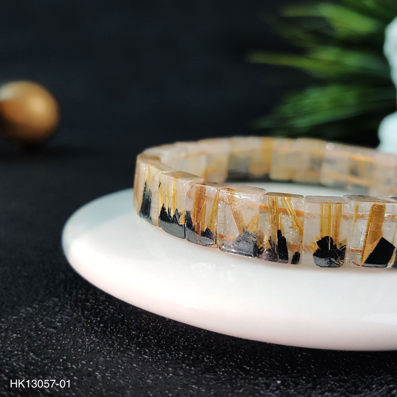 Flower Rutilated Flat Bracelet