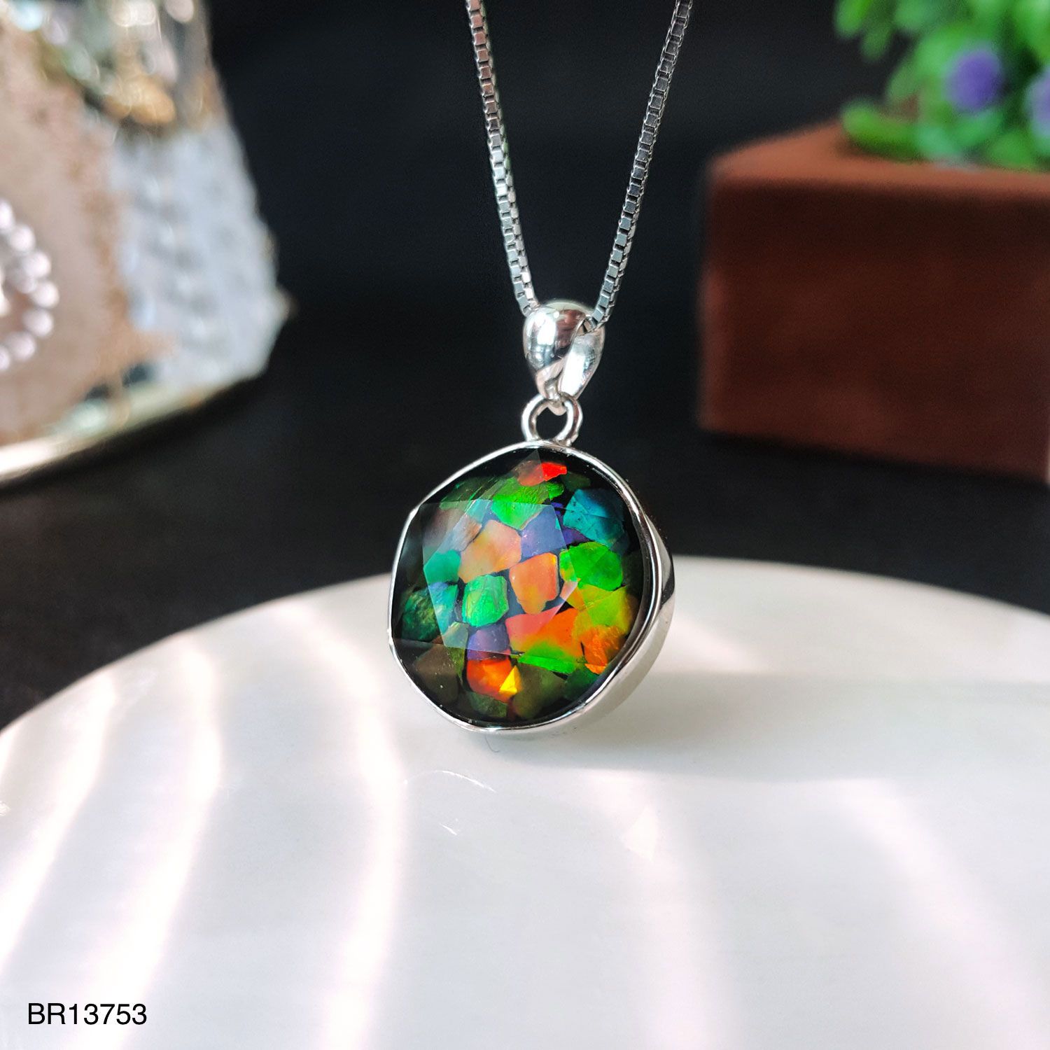 15mm 加拿大斑彩拼图大卫星吊坠