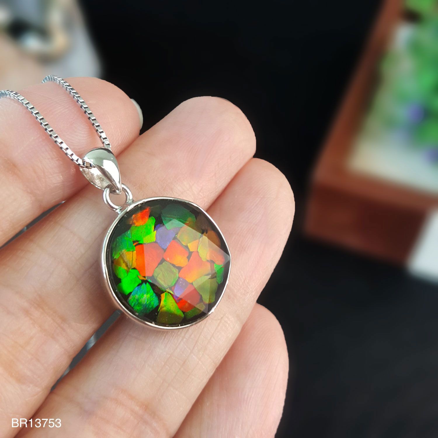 15mm 加拿大斑彩拼图大卫星吊坠