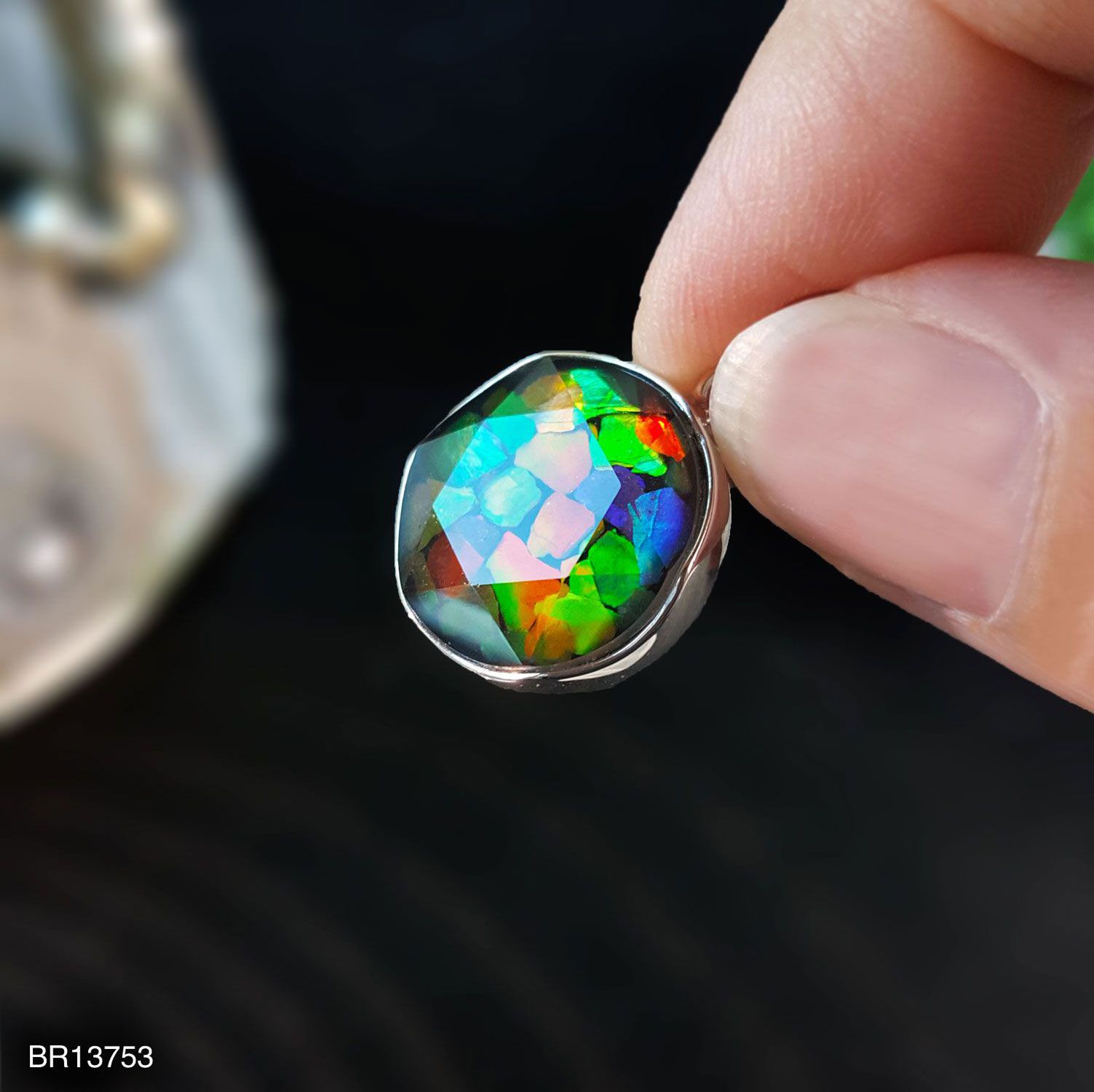 15mm 加拿大斑彩拼图大卫星吊坠